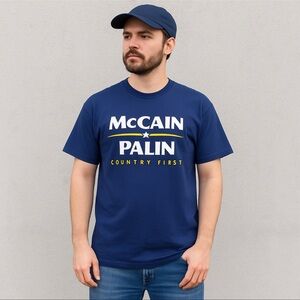 Vintage 2008 McCain Palin “Country First” Delta Pro Weight T-Shirt Large